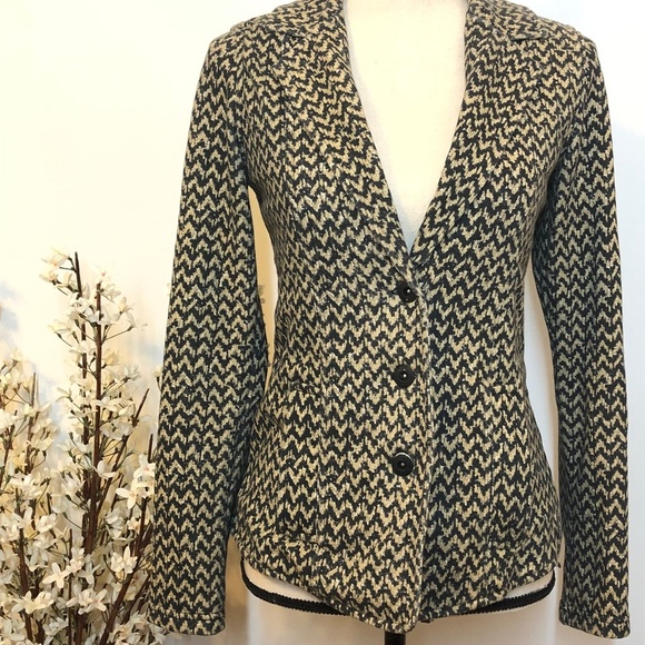 Hurley Casual Blazer Chevron Print Black & Tan - Picture 1 of 8